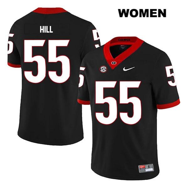 Georgia Bulldogs Women's Trey Hill #55 NCAA Legend Authentic Black Nike Stitched College Football Jersey FBL0756GJ